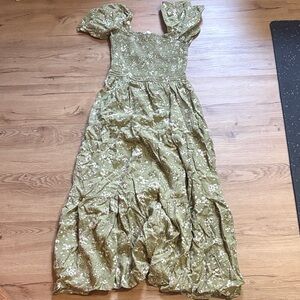 Blu Pepper Olive Green Floral Maxi Dress